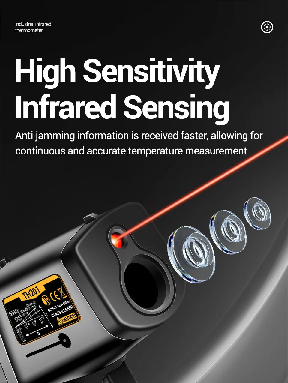 ANENG TH201 Celsius Display Digital Infrared Thermometer Highly Sensitive Non-contact Temperature Measuring Gun Hygrometer
