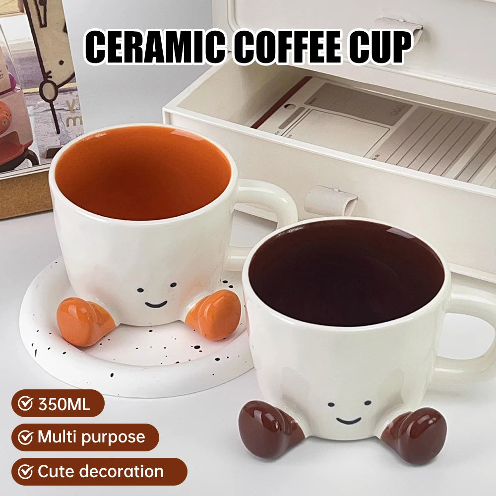 Kawaii Hand Pinch Feet Ceramic Coffee Cup Household High Appearance Level Water Cup Milk Mug Dormitory Home Gifts Mark Cup