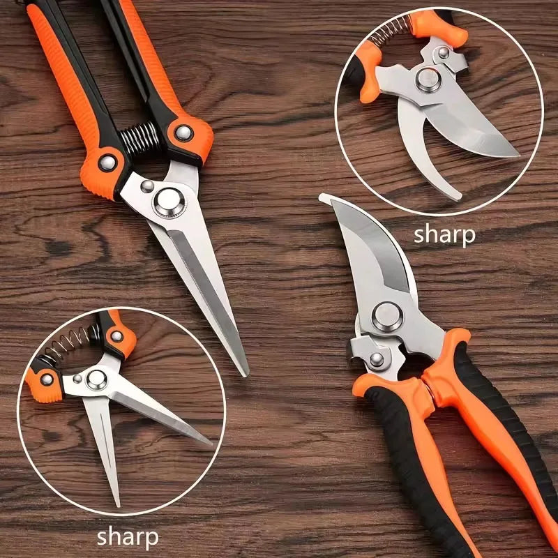 3PCS Garden Scissors Set Gardening Tool Scissors Stainless Steel Professional Gardening Scissors with Non-slip Ergonomic Handles