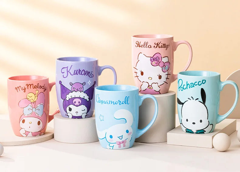 Miniso Sanrio Ceramic Mug Large Capacity 600ml Kuromi Cinnamoroll My Melody Coffee Milk Cup Couple Cup Drinkware Gifts