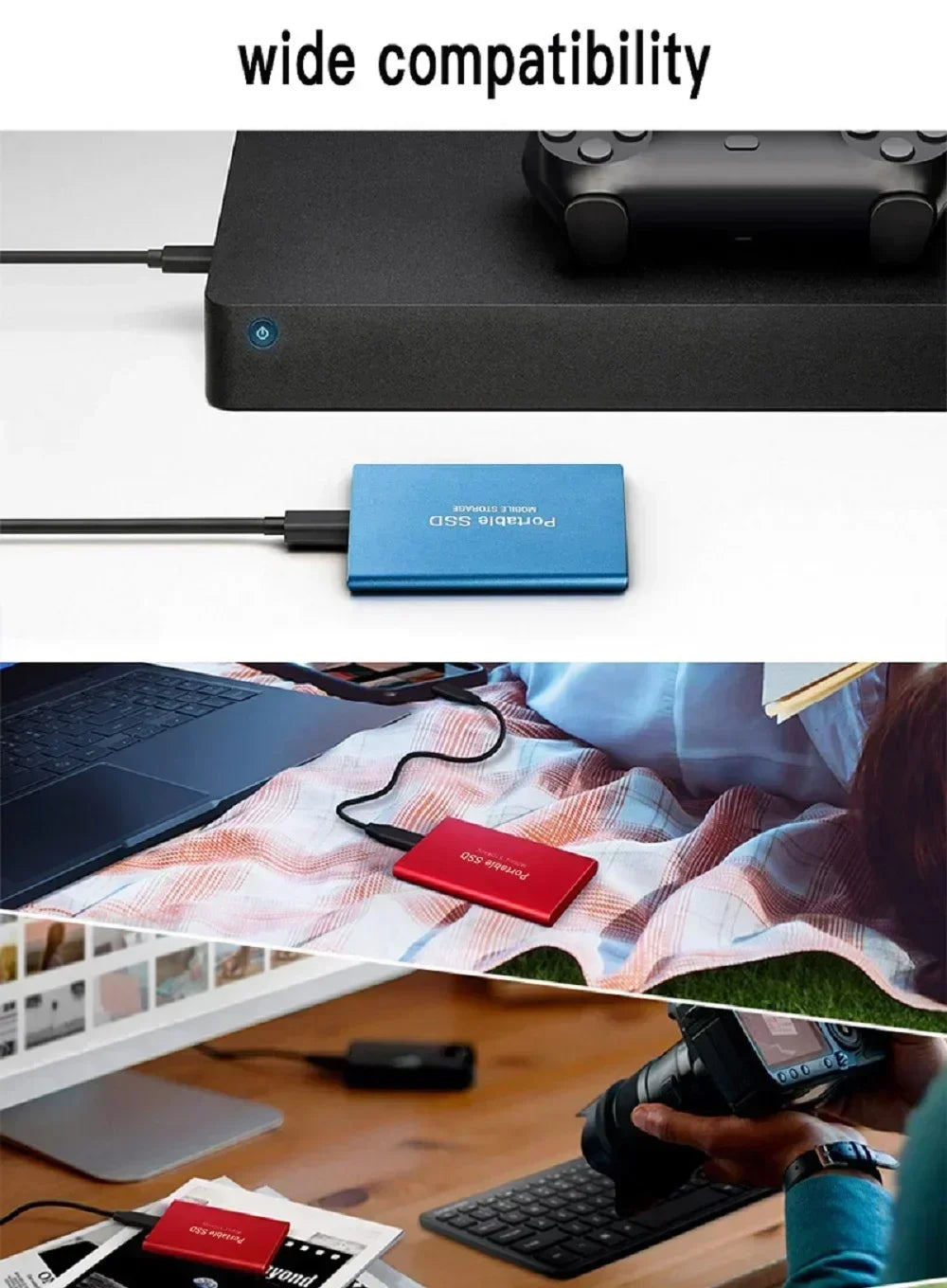 Portable SSD 4TB High Speed External Hard Drive 16TB USB 3.1 Hard Disk Mass 1TB Original Solid State Drives for Laptop/PC/MAC