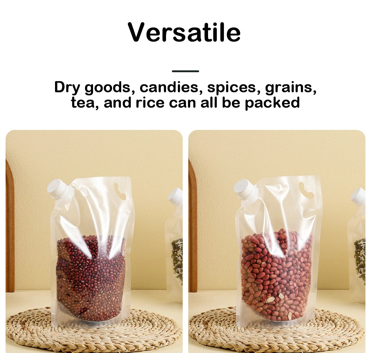 5pcs Grains Sealed Bag Kitchen Insect Proof Moisture Proof Fresh Keeping Storage Bag Recyclable  Transparent Grain Storage Bags