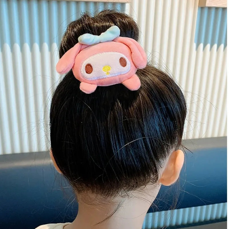 Sanrio Plush Scrunchie Anime Melody Kuromi Cinnamoroll Lady Tie Hair Rubber Band Headdress Girl Hair Accessories Kawaii Hairband