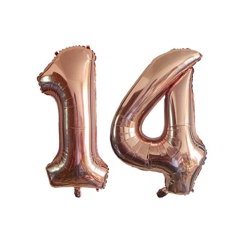 2Pcs 32 Inch Gold Silver Black Blue Red Helium Foil Number Balloon 10 11 12 13 14 15 Happy Birthday Party Decoration Supplies