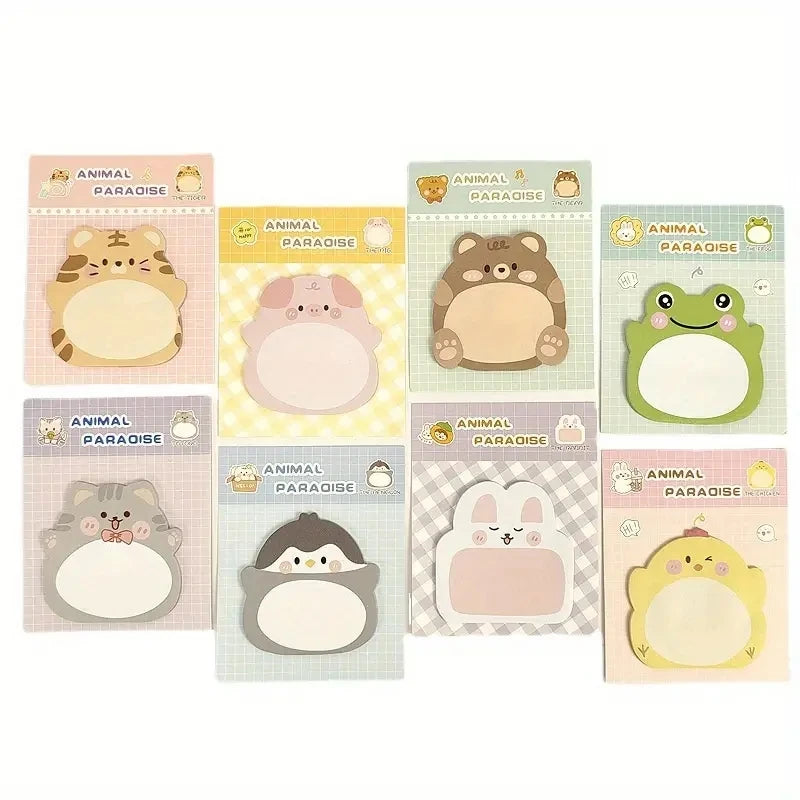 8 Packs Cartoon Small Animal Special-shaped Sticky Notes Office Simple Shape Creative Sticky Notes Cute Colorful Note Paper
