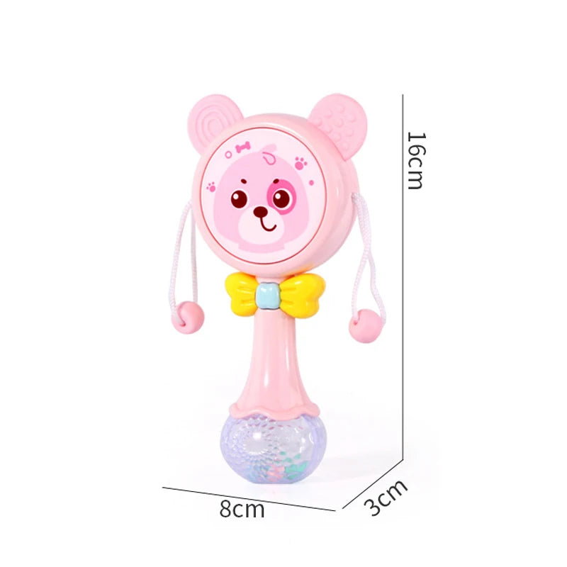 Baby Music Flashing Rattle Toys Rabbit Teether Hand Bells Mobile Infant Stop Weep Tear Rattles Newborn Early Educational Toy 18M