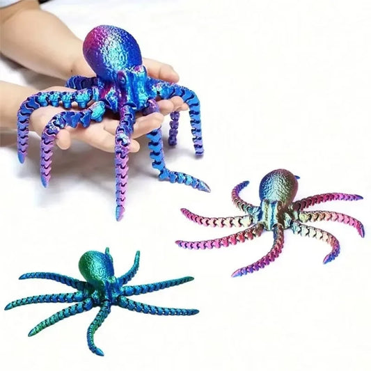 1PC 3D Printed Octopus Figurine Vibrant Jointed Body Decorative Toy for Bookshelf Living Room Office Cabinet Tabletop