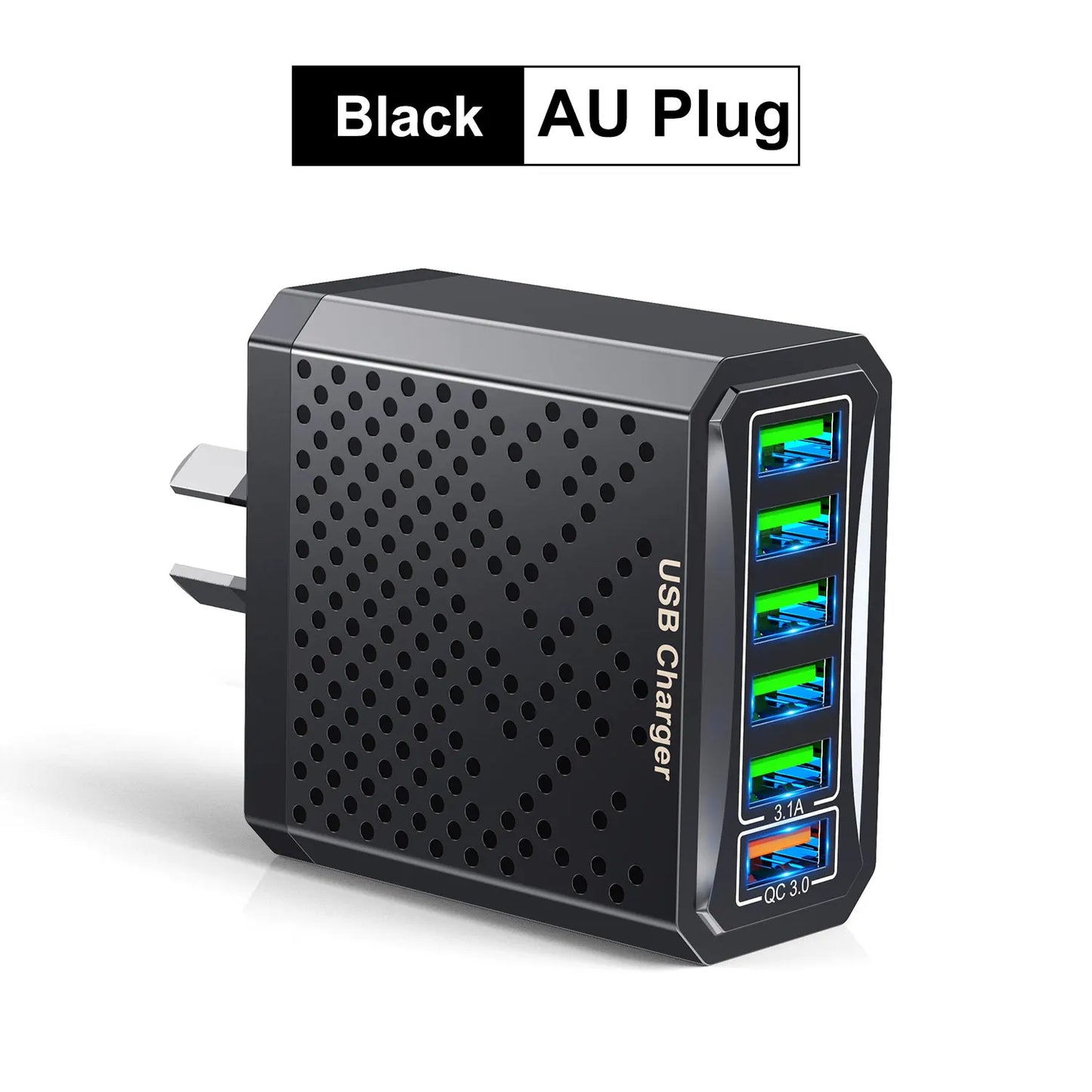 AU Plug Fast Charger 6 IN 1 6 Ports Multii Charger USB Fast Charging Charger 3.1A QC3.0 Quick Charger Adaper Australian Charger