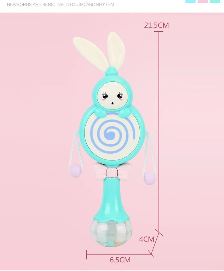 Baby Music Flashing Rattle Toys Rabbit Teether Hand Bells Mobile Infant Stop Weep Tear Rattles Newborn Early Educational Toy 18M