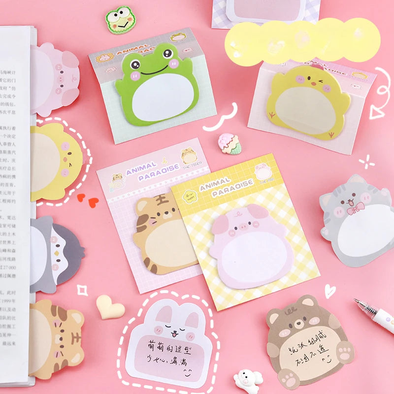8 Packs Cartoon Small Animal Special-shaped Sticky Notes Office Simple Shape Creative Sticky Notes Cute Colorful Note Paper