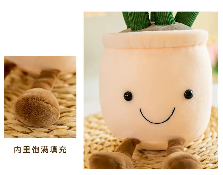 Lifelike Tulip Succulent Plants Plush Stuffed Decoration Toy Soft Decor Doll Potted Flowers Pillow for Girls Gift