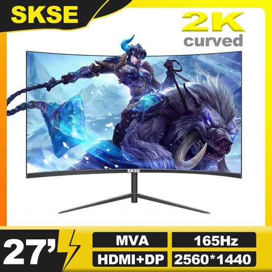 SKSE 27 Inch 2K Monitor 165HZ Display LED 1800R Curved Screen Computer Gaming Monitor PC HD DP/HDMI Interface 2560*1440