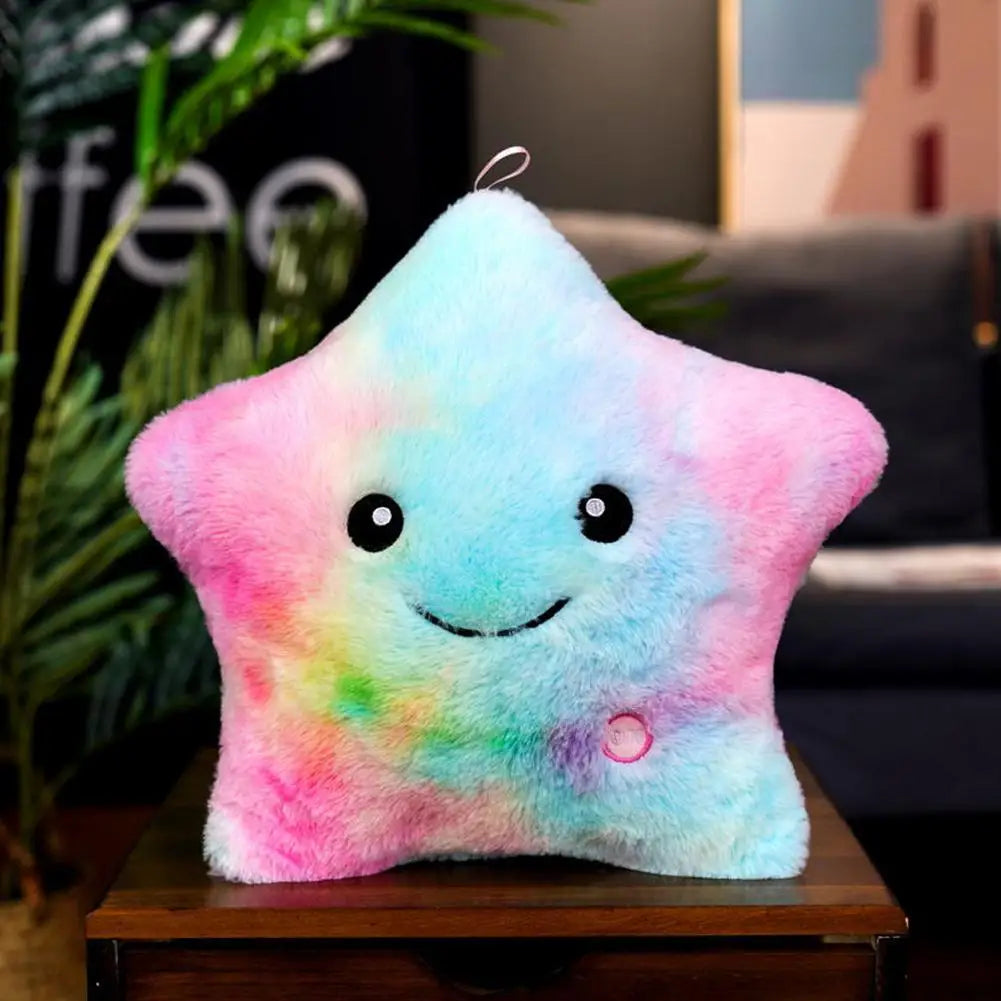 Luminous Star Pillow Stuffed Plush Glowing Colorful Stars Cushion Led Light Toys Gift Creative Toy For Kids (Exclude Battery)