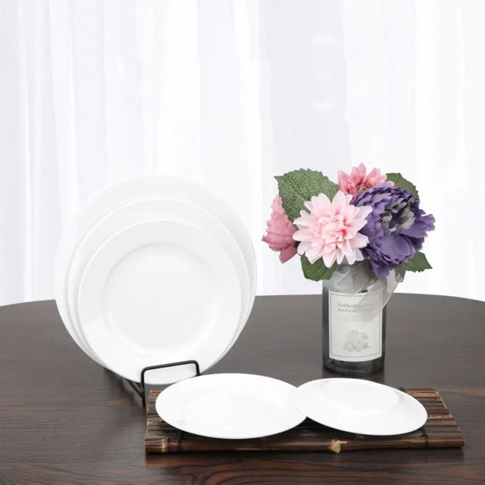 Household Round Melamine White Dish Fall-resistant Imitation Porcelain White Disc Unbreakable Durable Dinner Plate Dessert