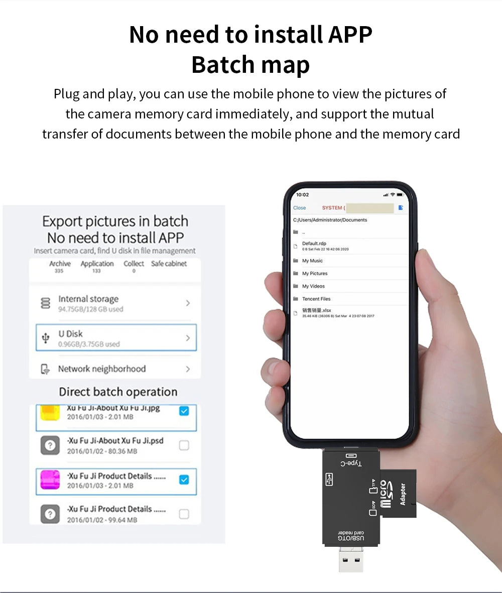 TISHRIC Micro USB Type C Adapter USB TF SD Card Reader USB-C Memory Card Adapter For Macbook Samsung Huawei XiaoMi Laptop Phone