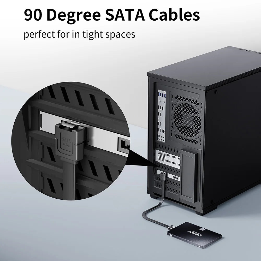 Genuine SATA III Cable 6.0 Gbps Sata 3 Sata III cable cable with Locking Latch Angle Sata 3.0 cable for SSD 2.5",3.5''HDD Drive
