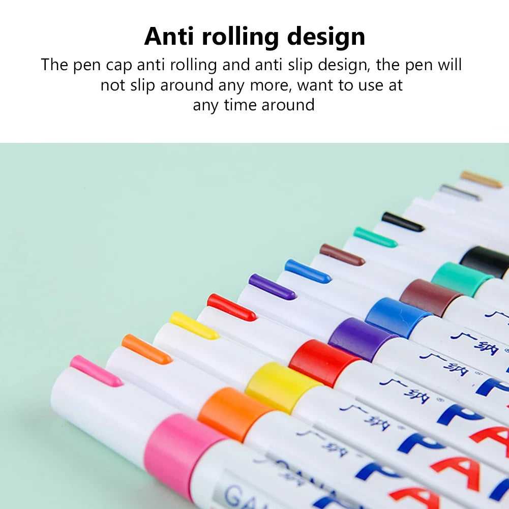 6 Pcs Colorful Permanent Paint Marker Waterproof White Markers tire tread rubber fabric Paint metal 12 Colors Paint Marker Pens