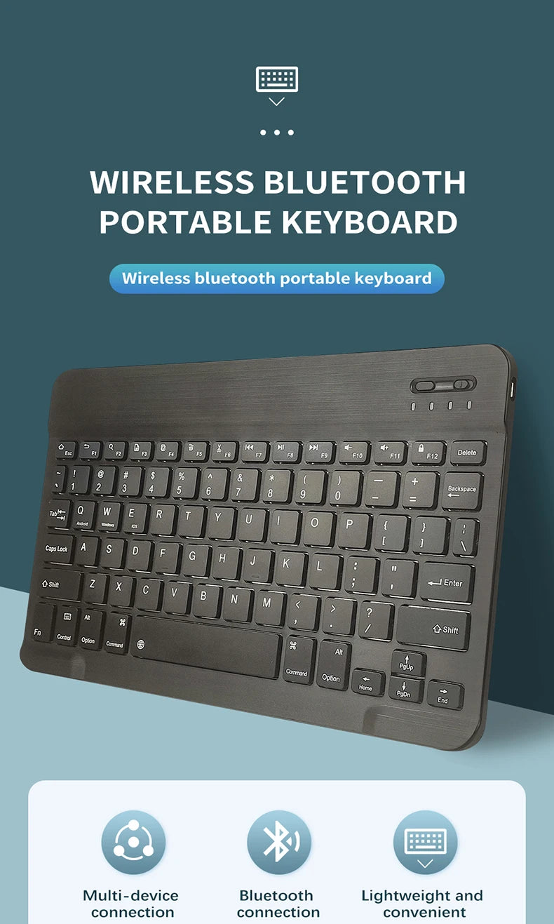 Bluetooth Keyboard Wireless Rechargeable Black 10 Inch Keyboard For IOS Android Windows Tablet For iPad Air Mini Keyboard