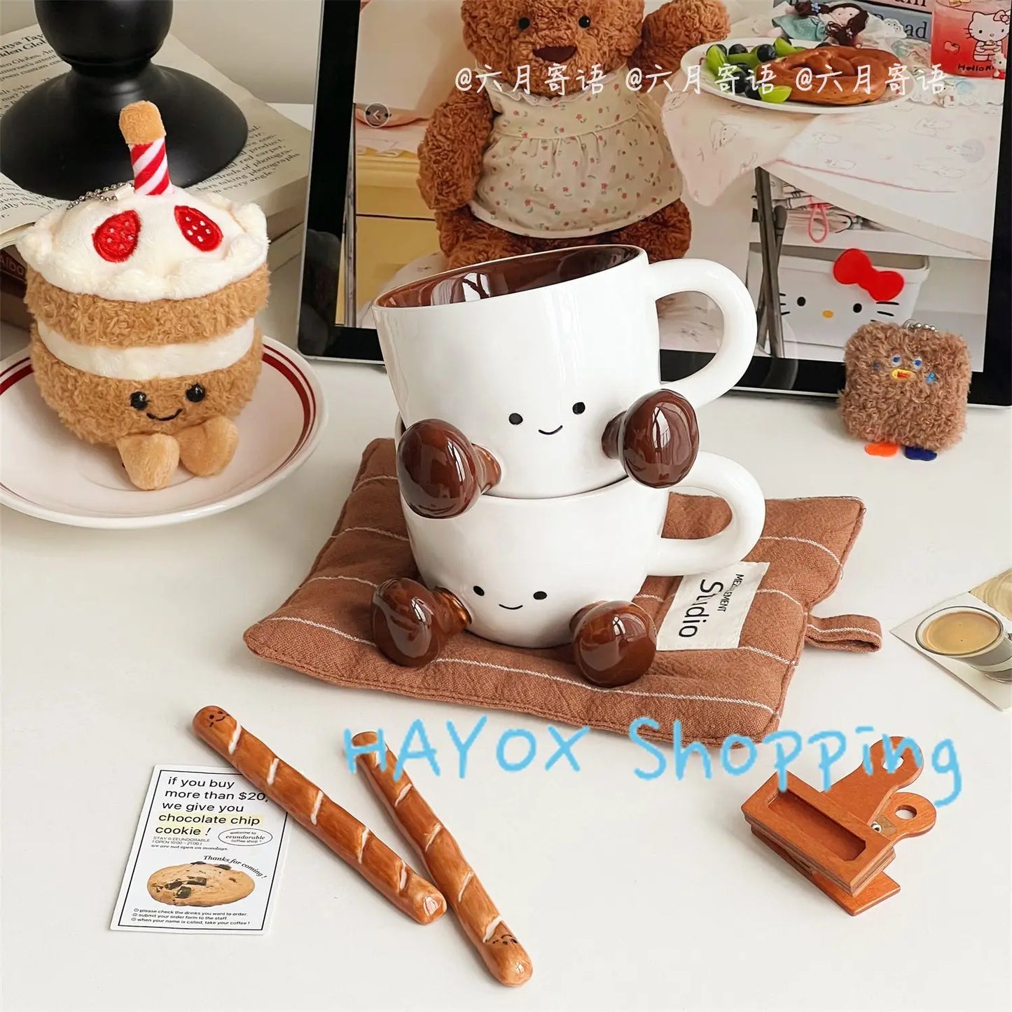Hand Pinch Feet Ceramic Coffee Cup，Kawaii Household High Appearance Level Water Cup Milk Mug Dormitory Home Gifts Mark Cup
