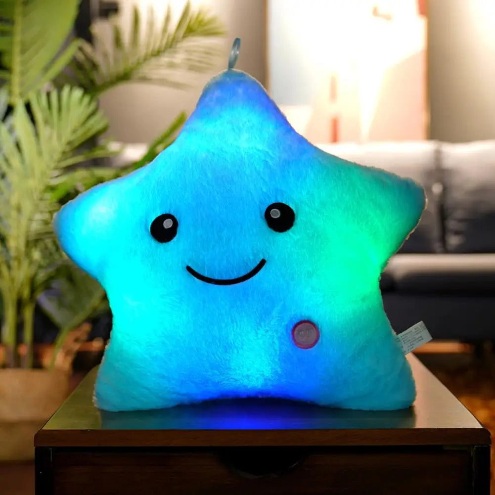 Luminous Star Pillow Stuffed Plush Glowing Colorful Stars Cushion Led Light Toys Gift Creative Toy For Kids (Exclude Battery)