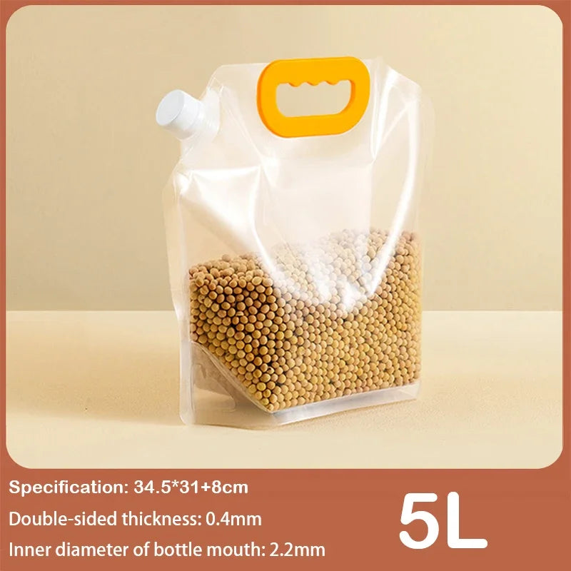 5pcs Grains Sealed Bag Kitchen Insect Proof Moisture Proof Fresh Keeping Storage Bag Recyclable  Transparent Grain Storage Bags