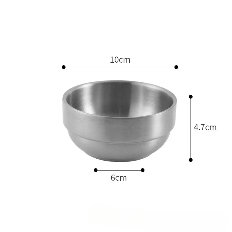 Korean Style Gold Double-layer 304 Stainless Steel Rice Bowl Serving Kimchi and Soup