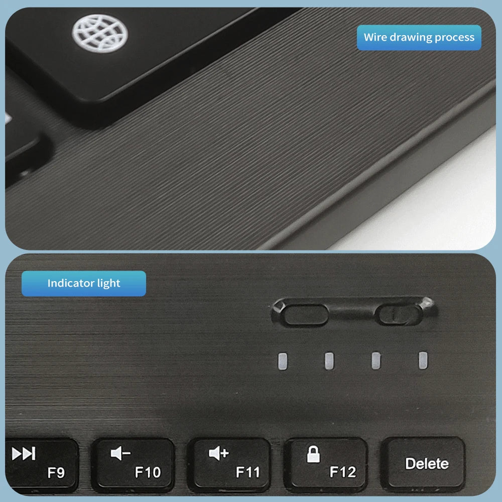 Bluetooth Keyboard Wireless Rechargeable Black 10 Inch Keyboard For IOS Android Windows Tablet For iPad Air Mini Keyboard