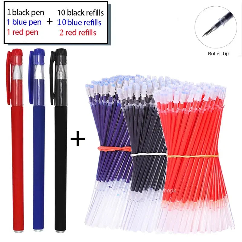 7/35 PCS Gel Pen Set School Supplies Black Blue Red Ink Color Ballpoint Pen Kawaii Pen Writing Tool School Office Stationery