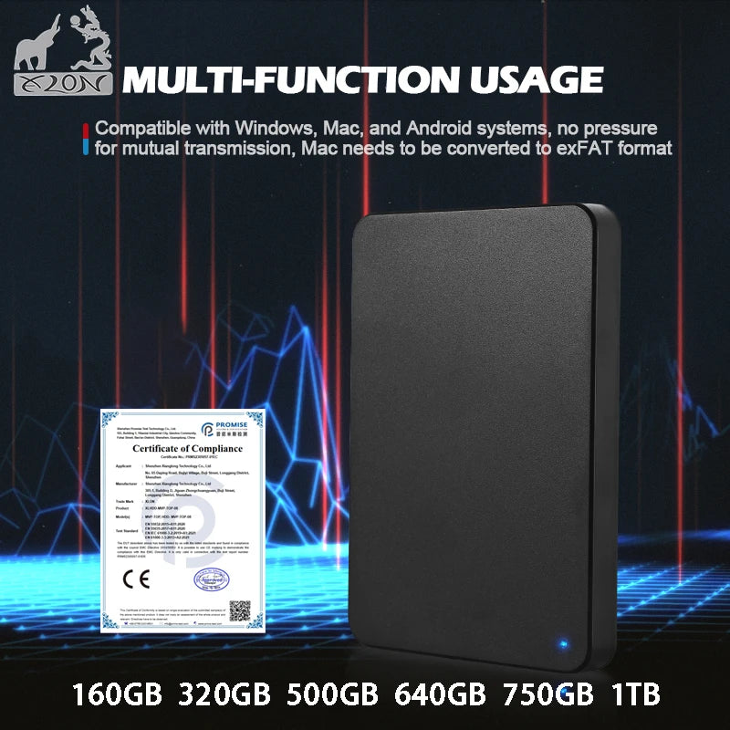 HD External Hard Drive 1TB 250GB 320GB 500GB 640GB 750GB Portable Hard Drive USB3.0 High Speed HDD for Laptop PC MacBook PS4 PS5