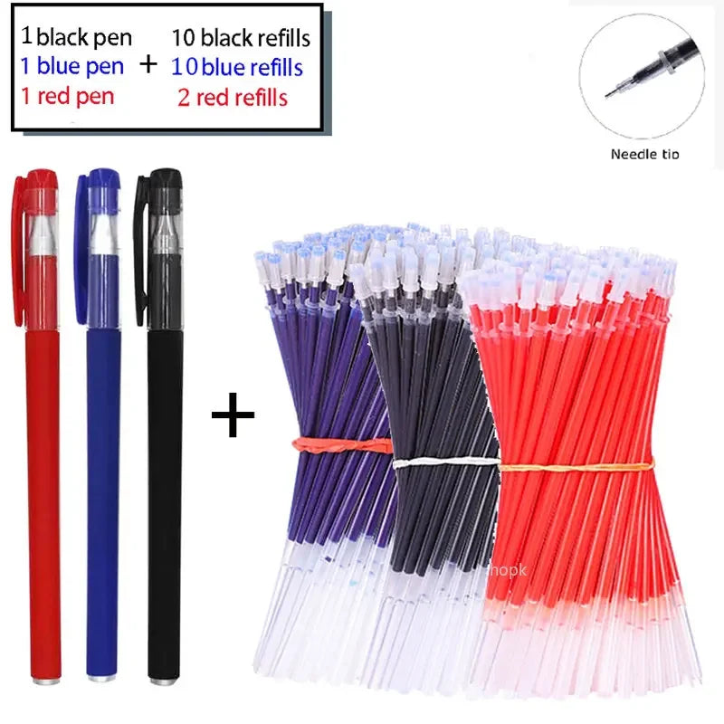 7/35 PCS Gel Pen Set School Supplies Black Blue Red Ink Color Ballpoint Pen Kawaii Pen Writing Tool School Office Stationery