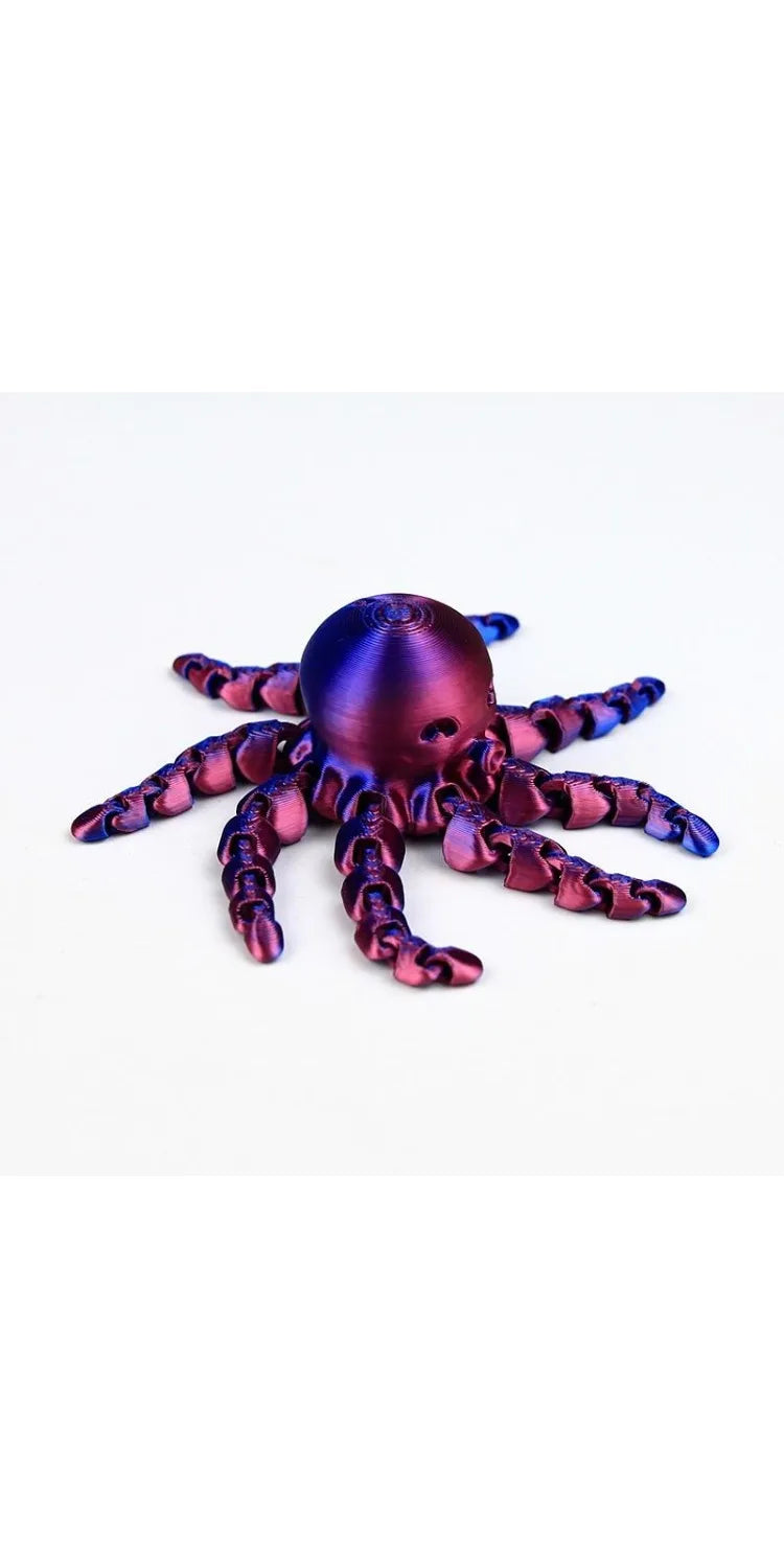 12cm 3D Printed Octopus Figurine with Flexible Joints for Home Office Desk Decoration Ocean Animal Table Ornament Ideal Gift Toy