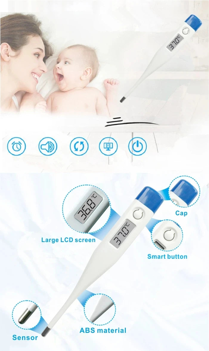 1 PC Digital Thermometer Good Quality Clinical Oral Underarm Rectal Test Baby Adult Fever Temperature Basal Rigid Tip Termometer