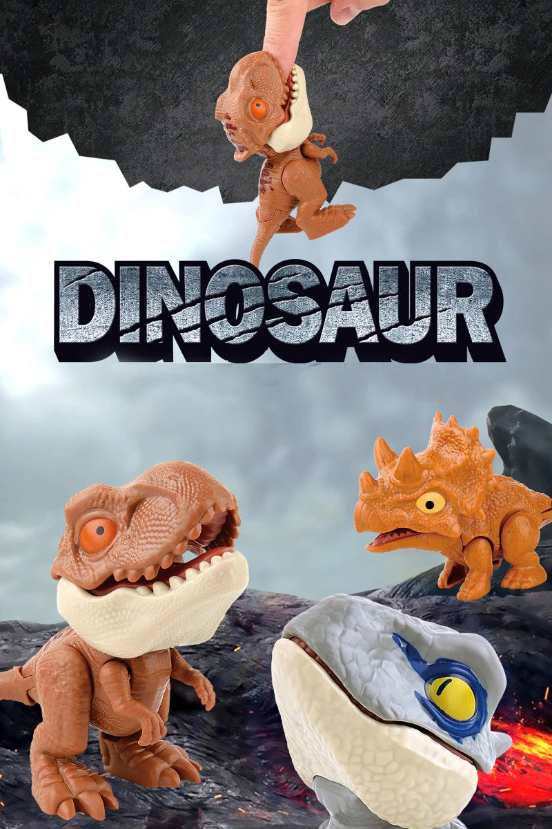 5-20PCS Funny Mini Cartoon Animal Tyrannosaurus Toy Plastic Hand Bite Finger Dinosaurs Mobile Joint Animal Finger Hand Doll Prop