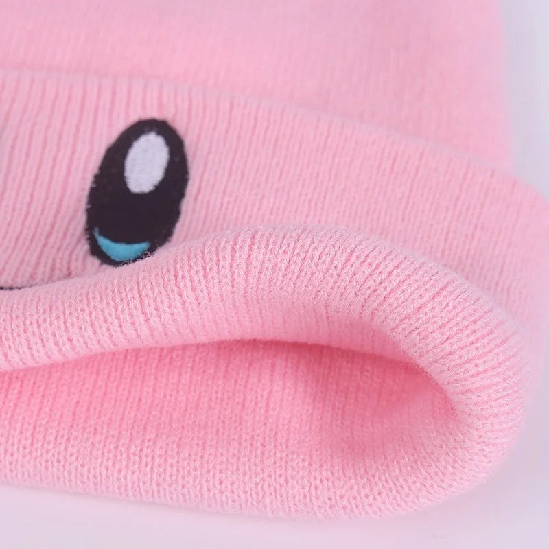Big Eye Embroidery Elasticity Beanies Women's Cartoon Knitted Skull Caps Winter Warm Hip Hop Hats Men Crimping Melon Leather Hat