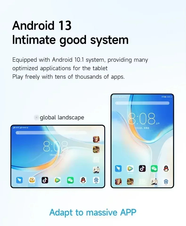Globale Version 2025 10.1 inch Pad 8 Pro Tablet Android 12 10000mAh 16GB + 1TB Qualcomm Snapdragon 8 Gen2 10 Core Tablets PC
