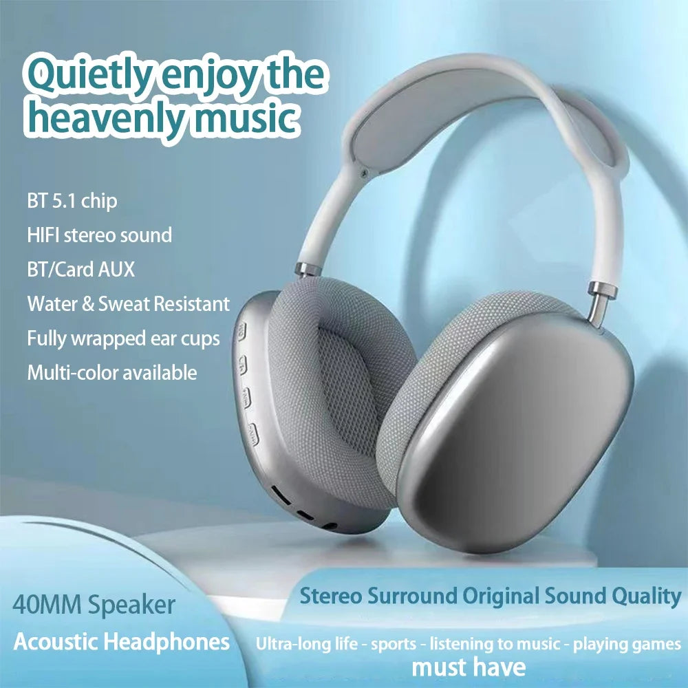 P9 Wireless Bluetooth Earphones Headphones Outdoor Sports Headset 5.1 With Charging Bin Display Touch Control Earbuds for Muisc