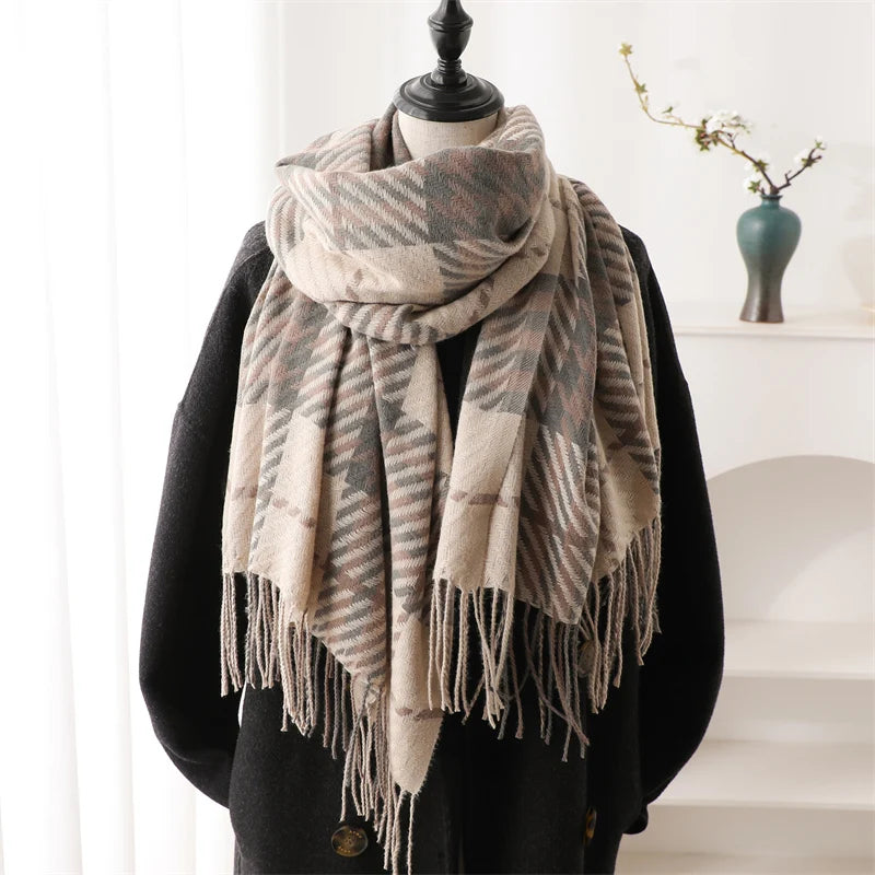 Warm Cashmere Blanket Women Travel Winter Scarf Fashion Plaid Pashmina Thick Shawl Wraps With Tassel Casual Bufanda Poncho New