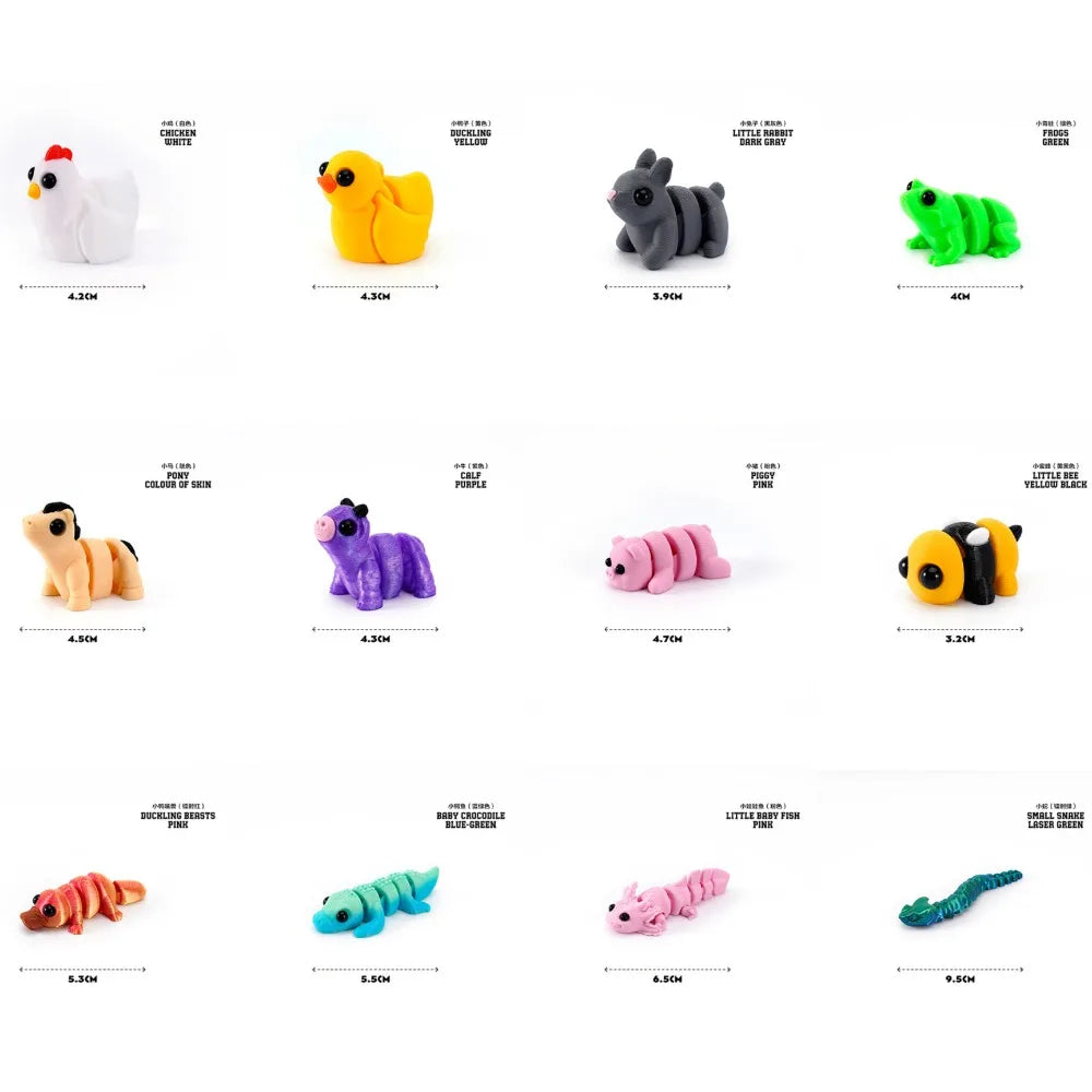 3D Printed Animals Movable Joint Fidget Toy Figurine Simulation Animal Office Desktop Ornament 2025 New Year Gifts Crafts Gift