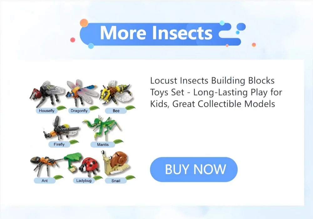 Rhinoceros Beetle Colorful Insect 3D Model Building Blocks Toy Easy Assembly Puzzle Toys Perfect Holiday Gift for Kids Birthday