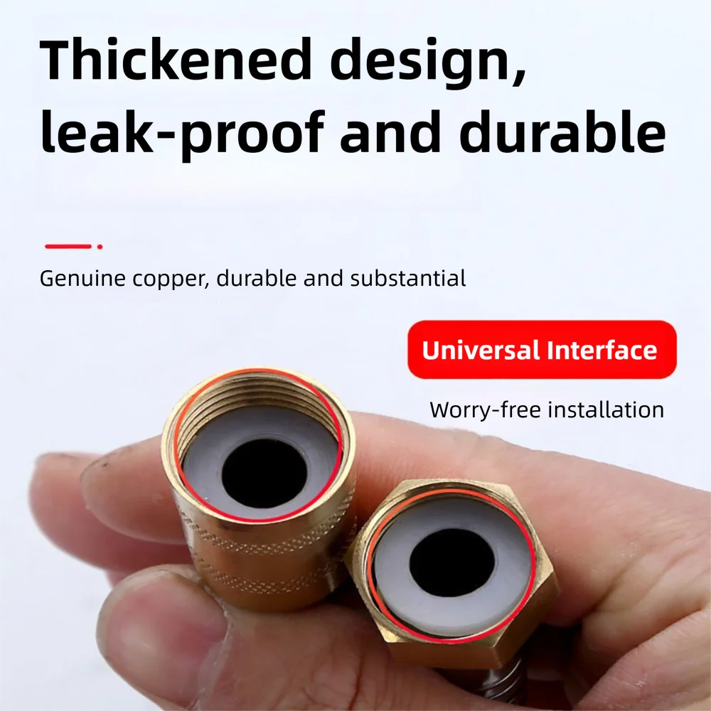 Stainless Steel Shower Hose Brass Nut Explosion-proof Extension Tube High Pressure Reinforced Handheld Shower Head Hose Bathroom
