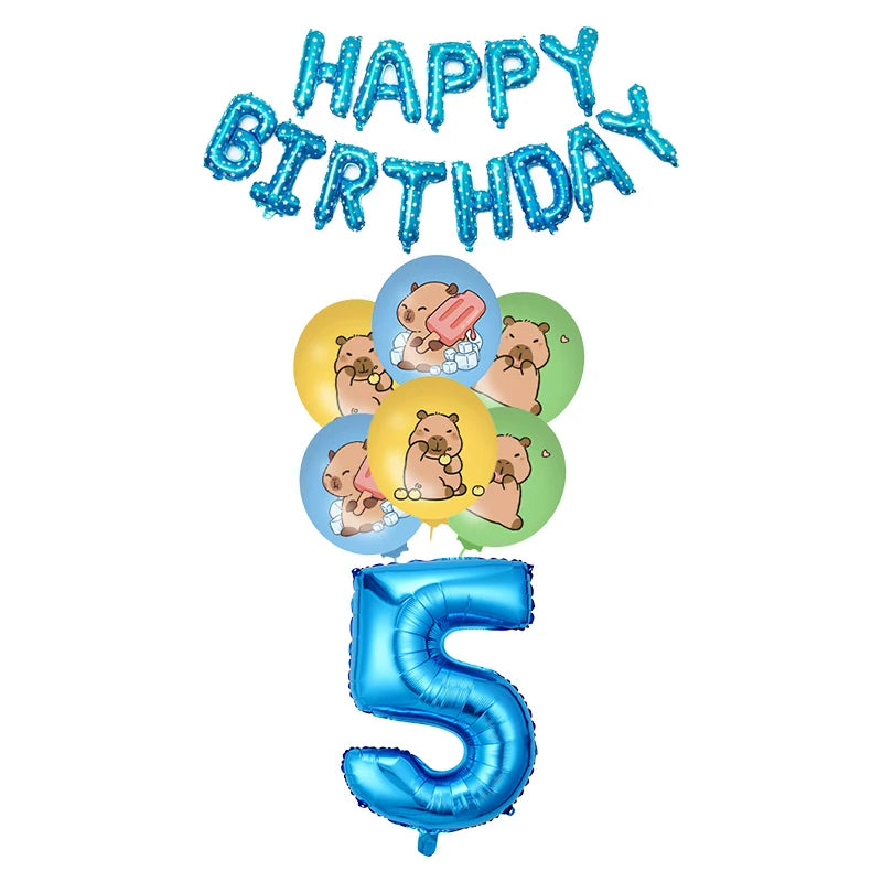 Capybara Birthday Party Decorations Tableware Set Cups Plates Napkins Tablecloth Straws Capybara Balloons Toy Girls Party Favors