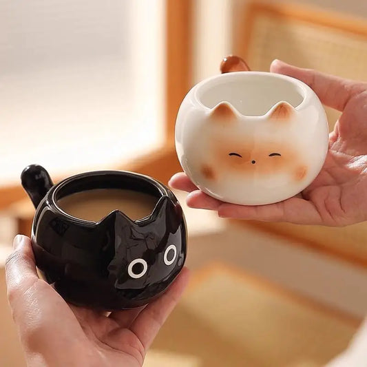 210ml Ceramic Mug Cartoon Siamese Cat Coffee Cup Underglaze Colored Cat Water Cup Home Breakfast Milk Coffee Mug Birthday Gift
