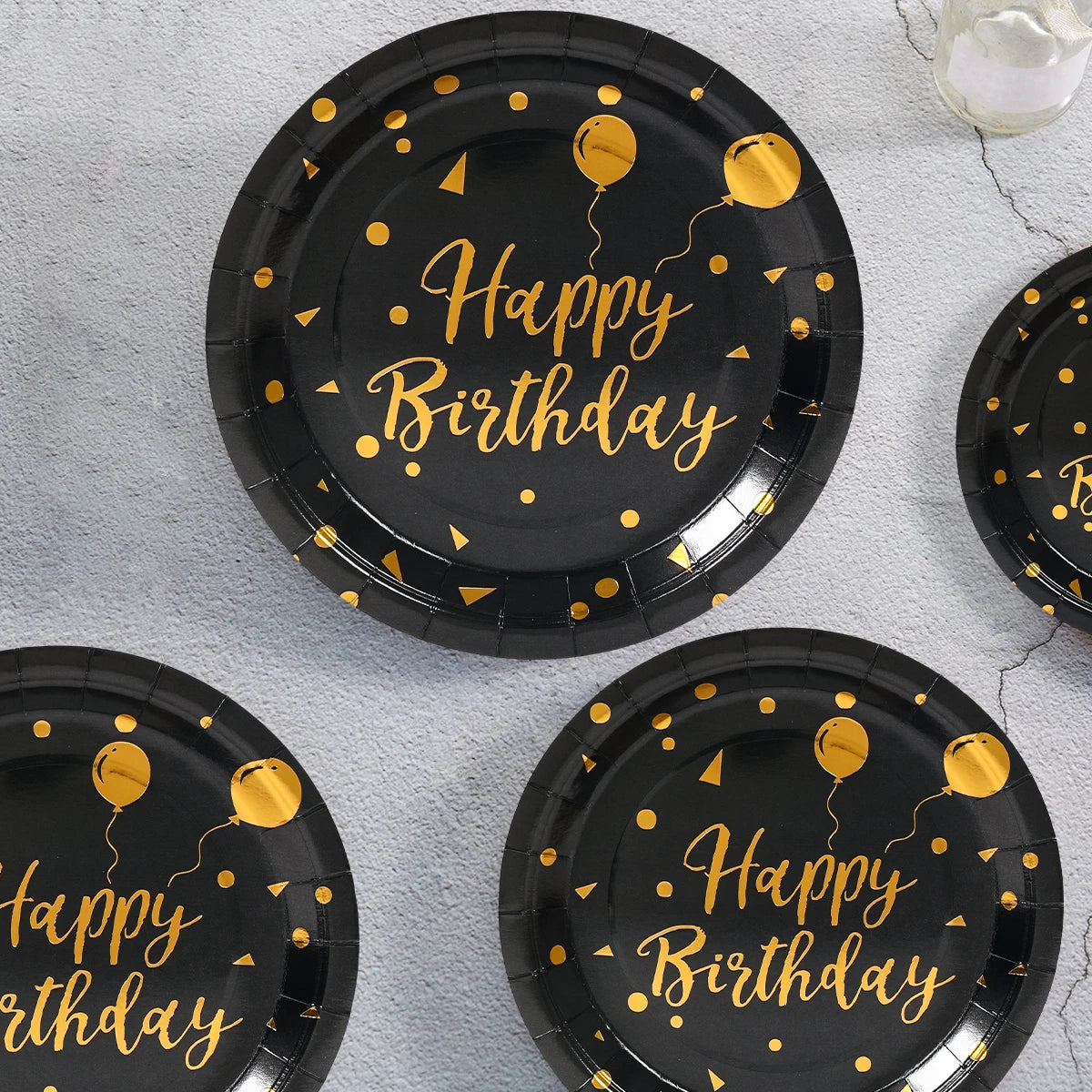 Happy Birthday Black Gold Disposable Tableware Birthday Party Decoration Adult Birthday Anniversary Supplies Paper Plate Napkins