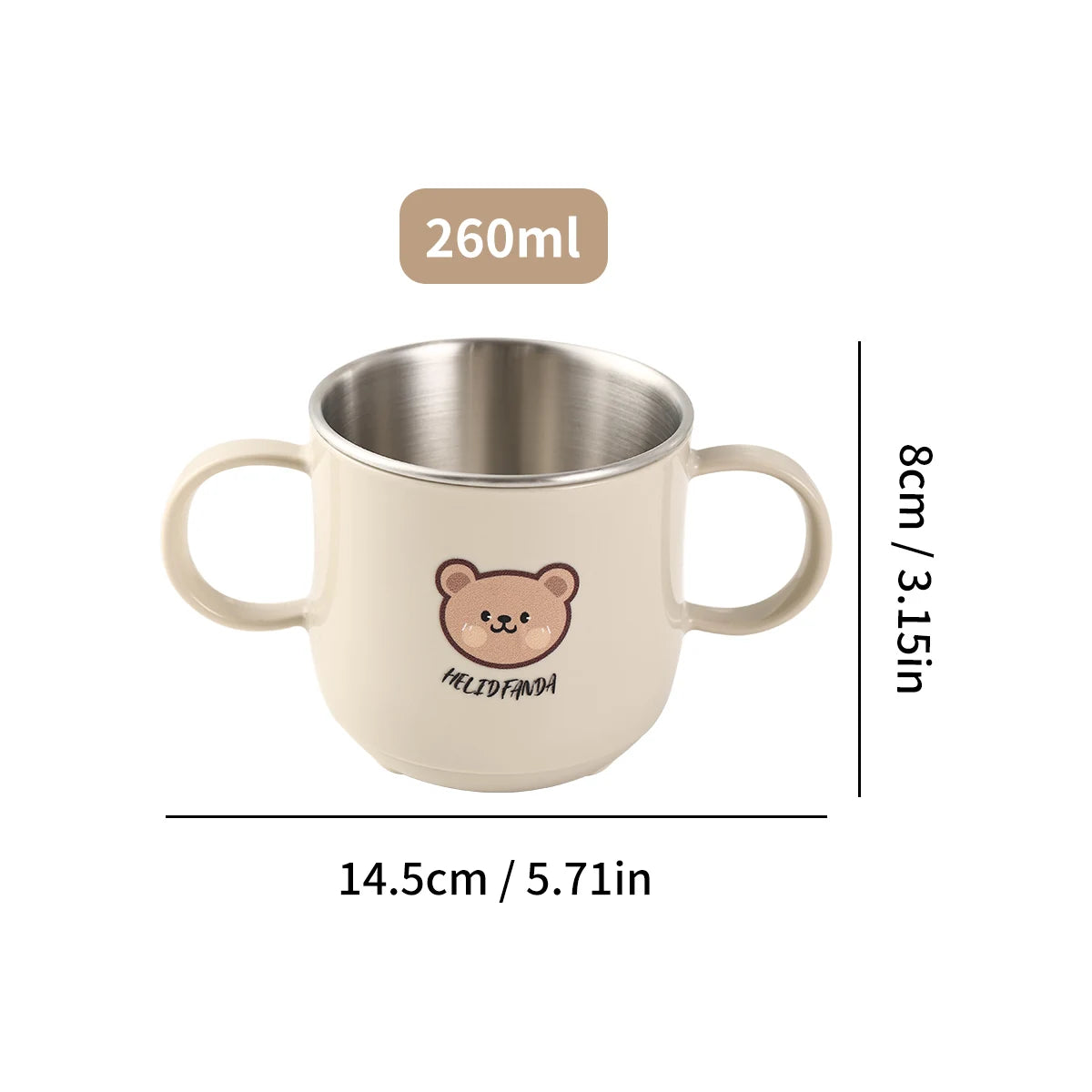 WORTHBUY New 304 Stainless Steel Water Cup Mug With Handle Cute Double Wall Milk Coffee Cup Anti Scalding Drinking Cup For Kids