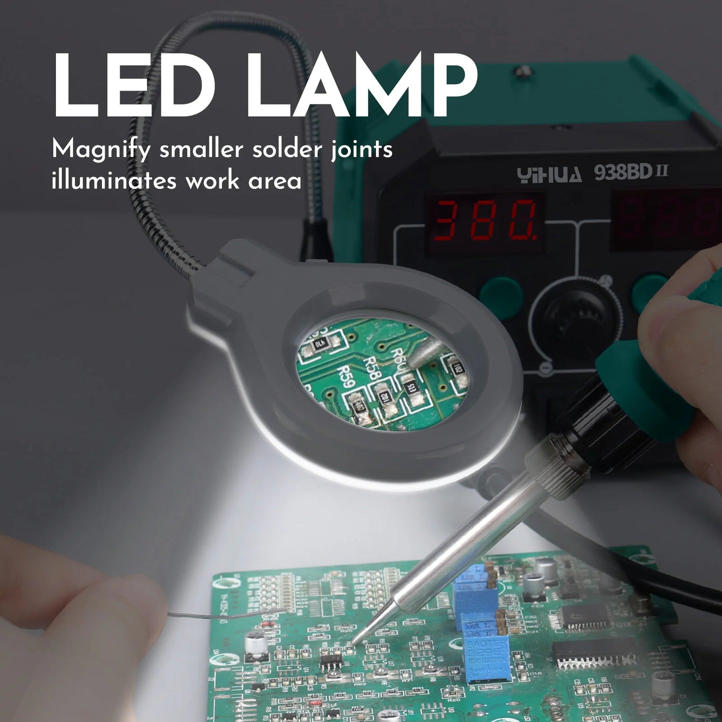 YIHUA 938BD-II 740W Hot Air Gun BGA Rework Station SMD Soldering Iron Desoldering Station LED Lamp Digtal Display Welding Tool