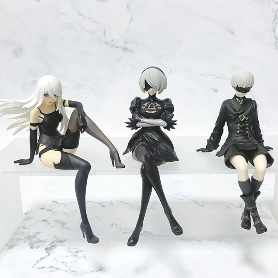 Anime NieR:Automata YoRHa A No.2 Type B Action Figure Noodle Stopper 2B 9S Sitting PosturePVC Model Collection Ornament Toy