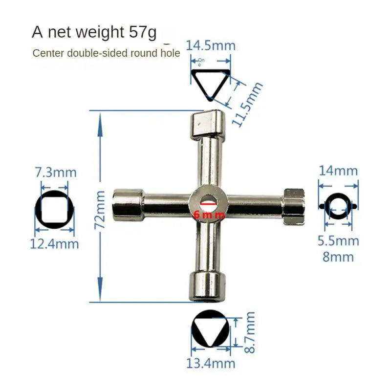 Aleekit 4 Way Universal Cross Triangle Wrench KEY Multifunction Cross Wrench High Quality Multifunction Repair Tools Hand Tools