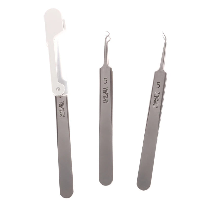 1PC Led Acne Needle Tweezers Blackhead Blemish Pimples Removal Pointed Bend Gib Head Face Care Tools Comedone Acne Extractor