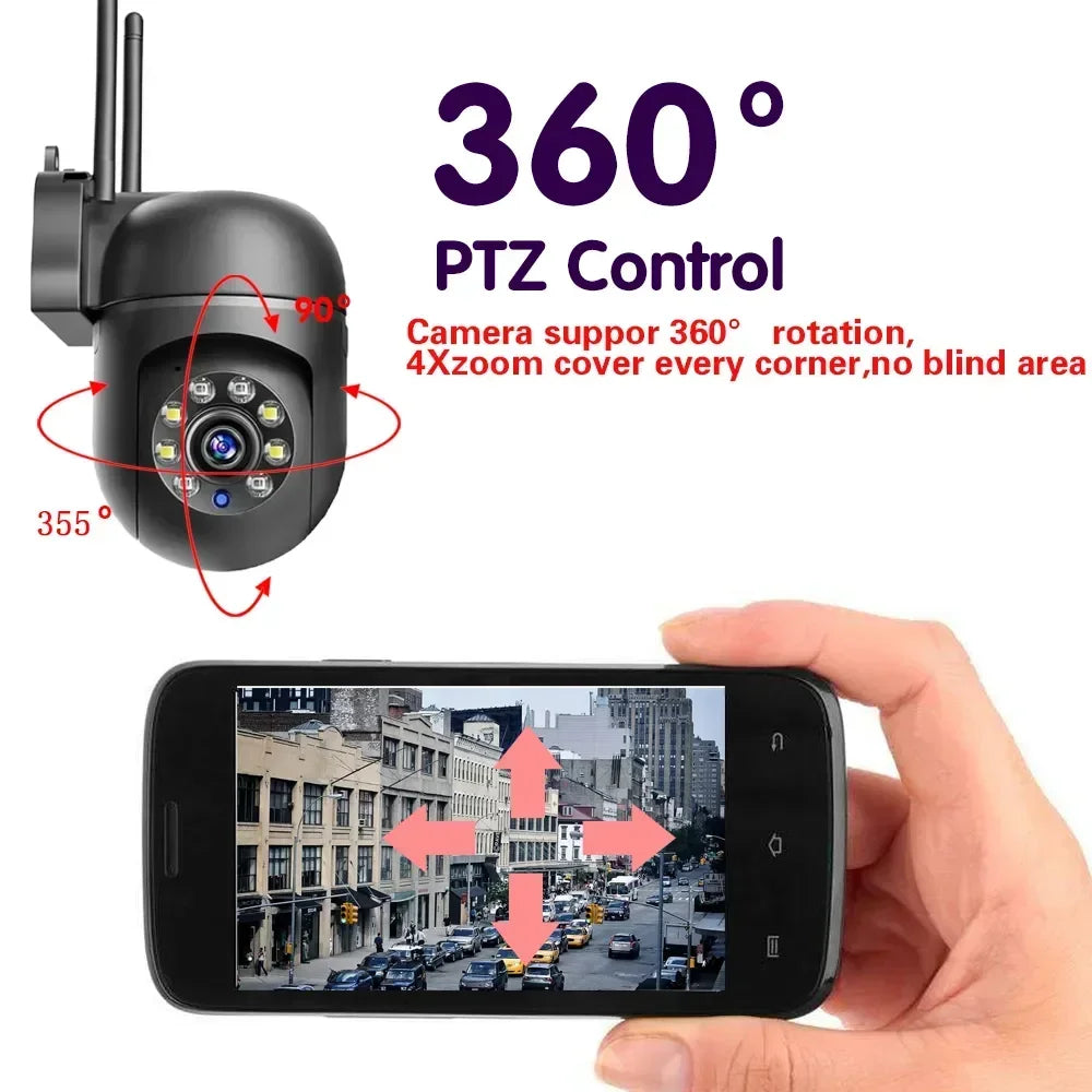 2K 4MP Auto Tracking PTZ Security Camera, 2.4G WiFi Outdoor IP Camera with Two-Way Audio, Night Vision, Smart Motion Detection,
