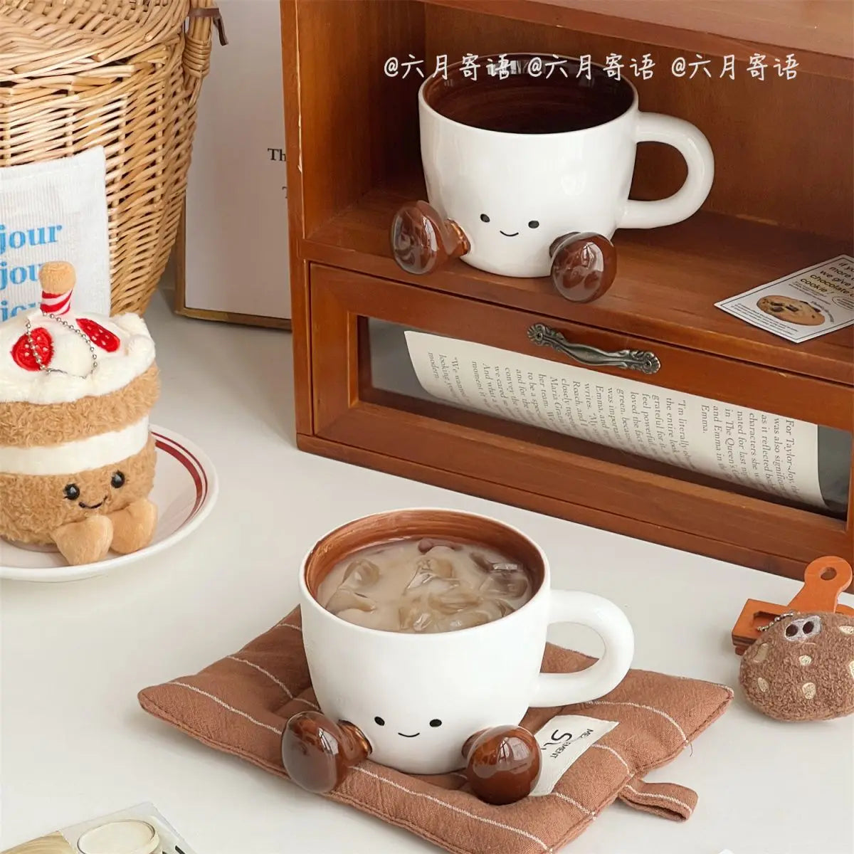Hand Pinch Feet Ceramic Coffee Cup，Kawaii Household High Appearance Level Water Cup Milk Mug Dormitory Home Gifts Mark Cup